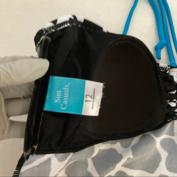 Sun Casual Black White Giraffe Stone Tankini Sz 12 - Picture 13 of 16